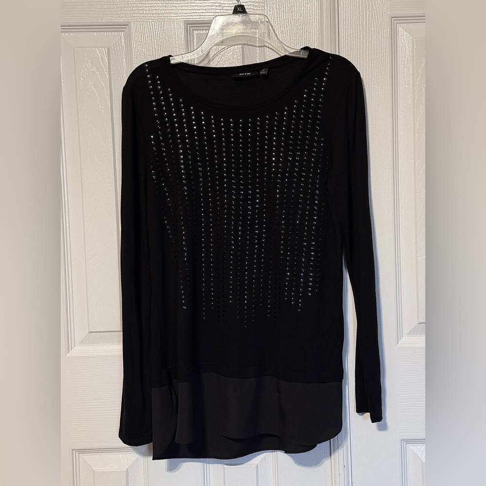 Apt 9 Black Long Sleeve Tunic Pullover Top Medium
